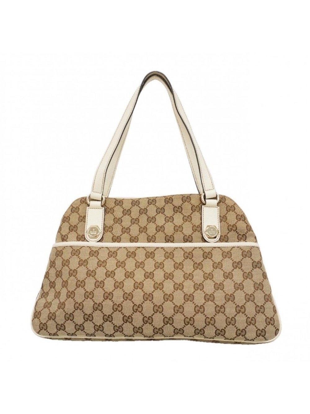 Gucci Handbag GG Canvas Brown Ivory Champagne Gold